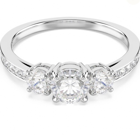 Swarovski Jewelry - Swarovski Elegant Silver Triple Stone Ring BNIB